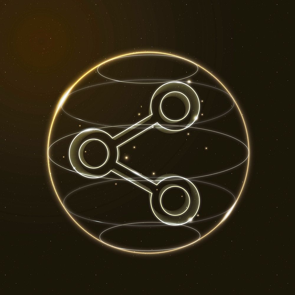 Digital connectivity technology icon vector in gold on gradient background