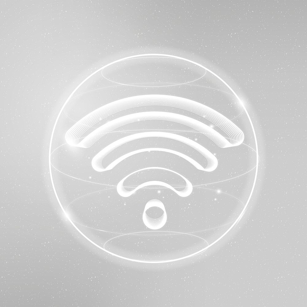 Wireless internet technology icon vector in white on gradient background