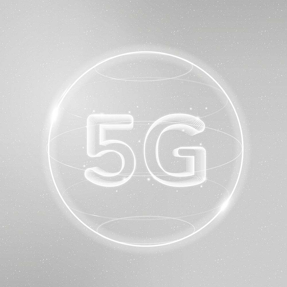 5g network technology icon vector in white on gradient background