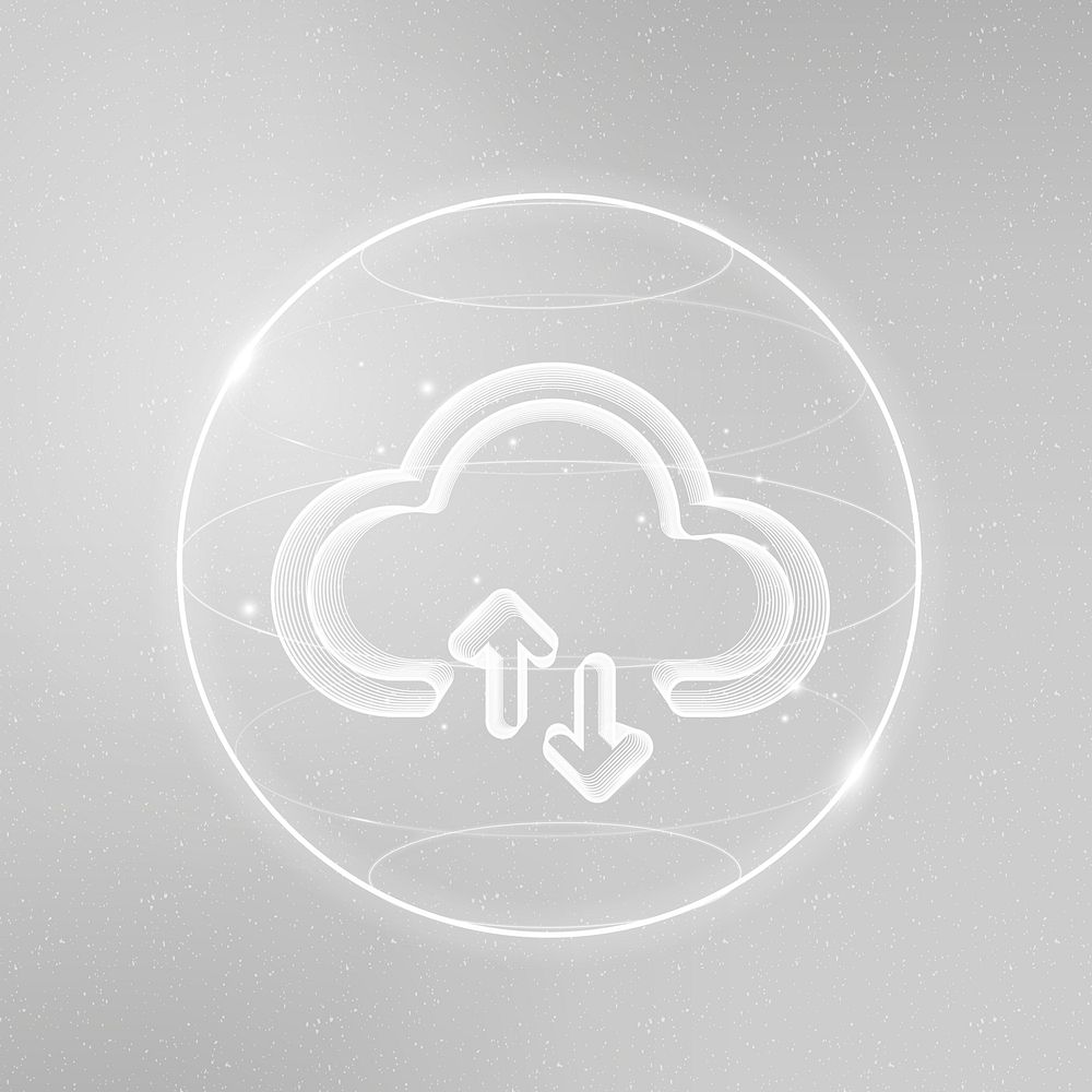 Cloud network technology icon vector in white on gradient background