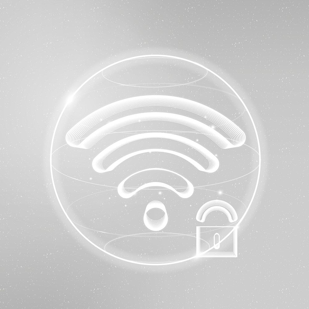 Internet security communication technology vector white icon with lock