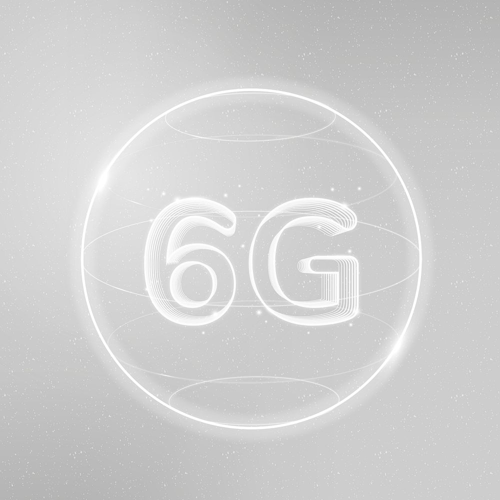 6g global connection technology vector white in globe digital icon
