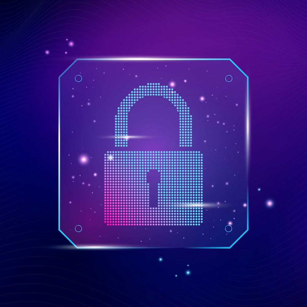 Lock cyber security technology psd in purple tone