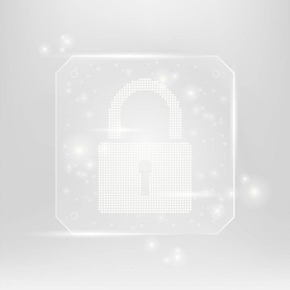 Lock cyber security technology psd in white tone