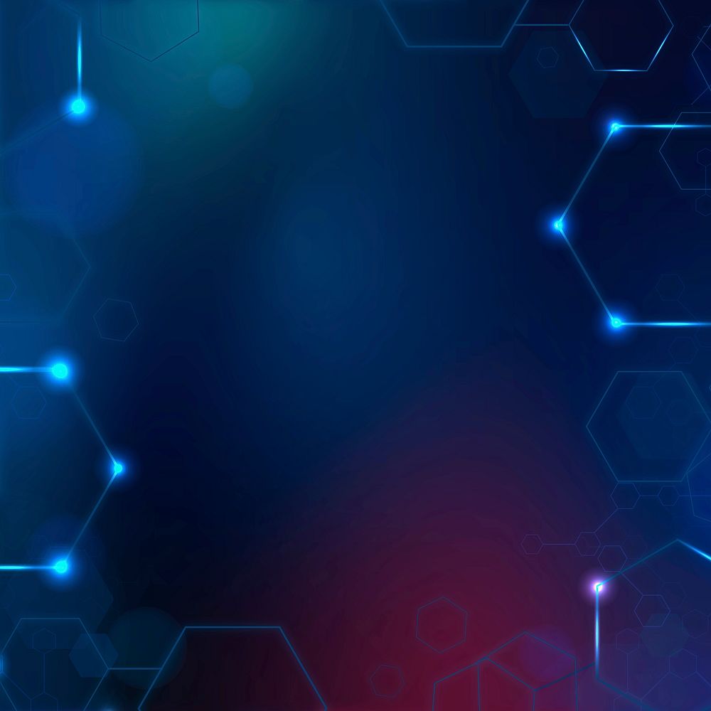 Digital technology background vector with hexagon frame in blue tone