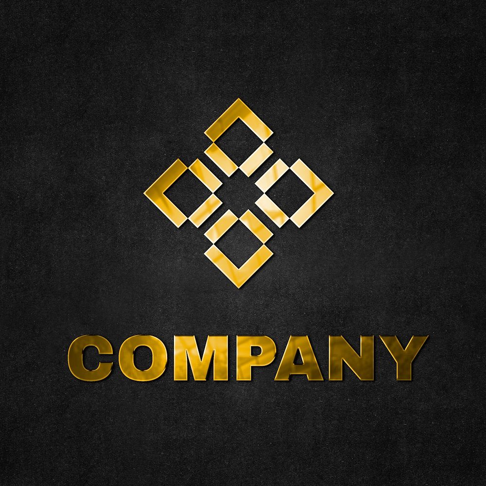 Emboss logo mockup psd in gold for company with tag line here text