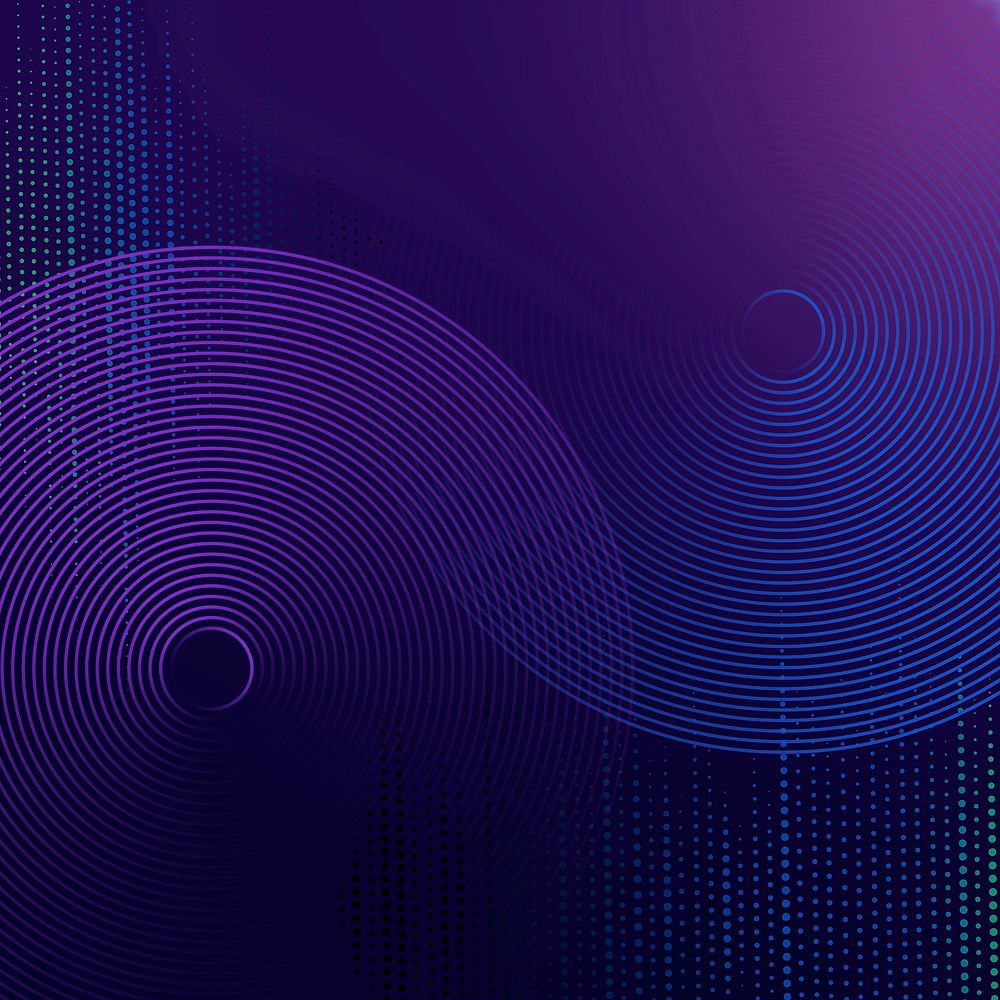 Geometric pattern purple technology background vector with circles