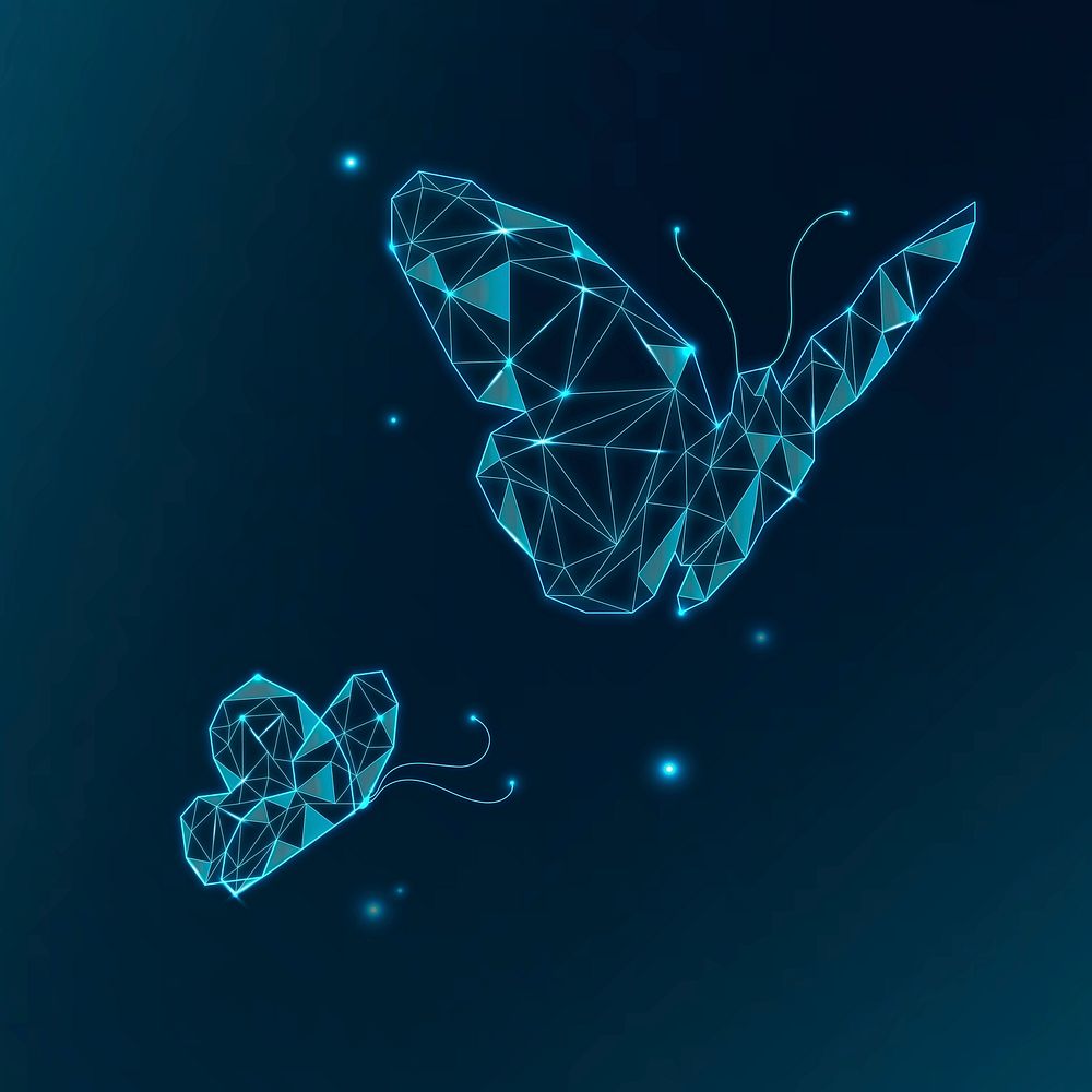 Butterfly technology psd, digital transformation blue graphic