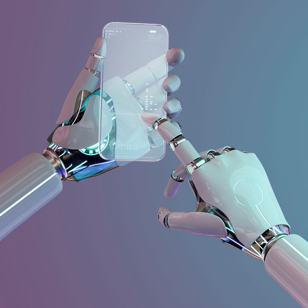 Glass smartphone, high tech innovation AI technology
