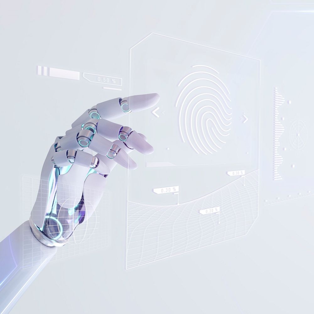 AI biometric technology psd, fingerprint cyber security