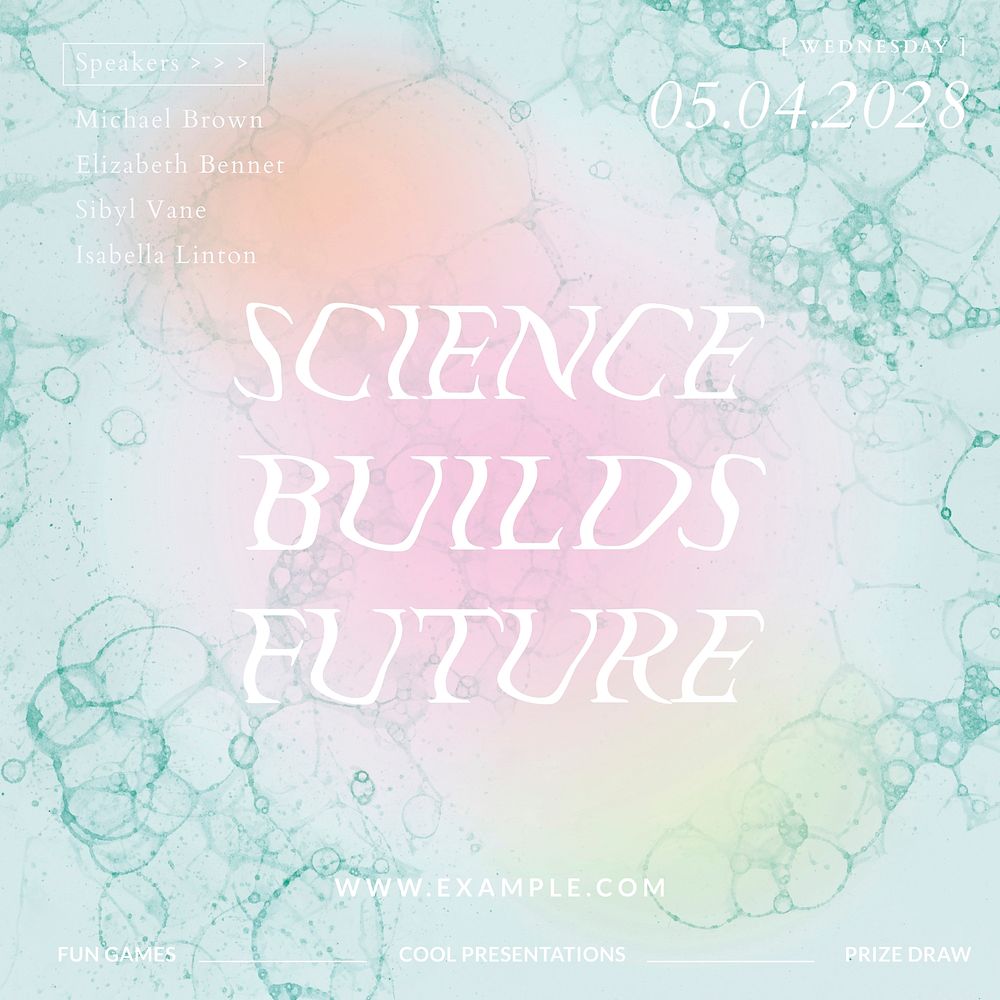 Bubble art science template vector fair aesthetic social media ad