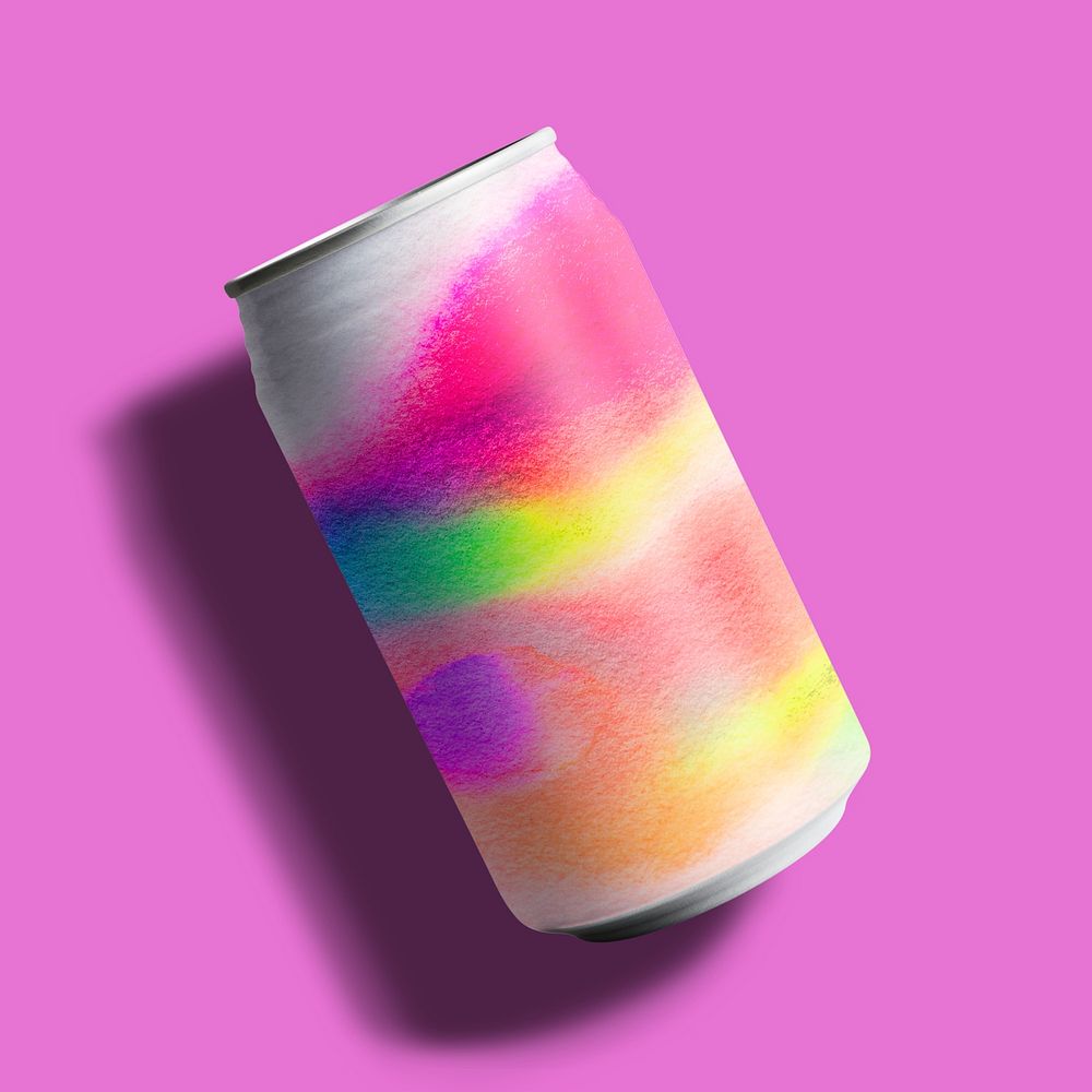 Colorful soda can food and beverage packaging chromatography art style
