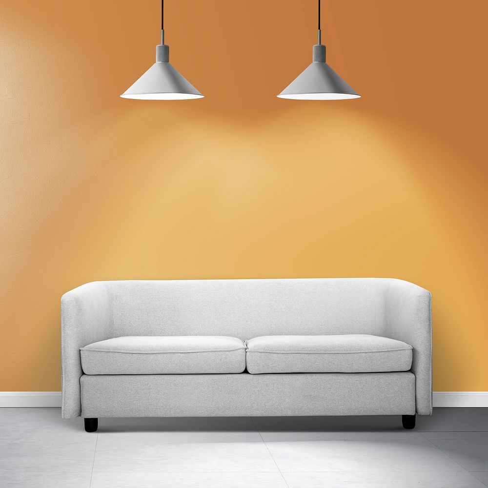 Contemporary living room interior design with a white sofa