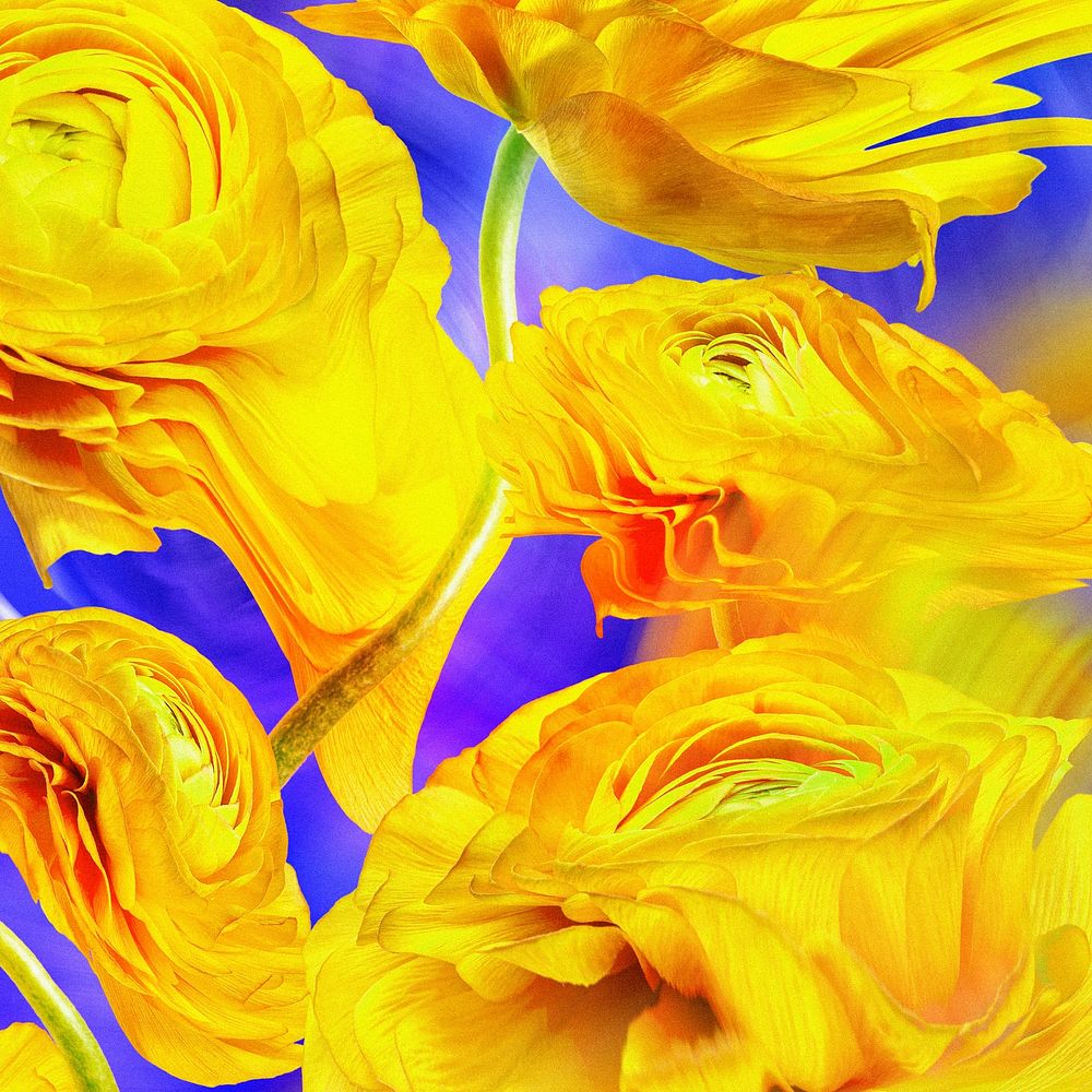 Aesthetic background wallpaper, yellow flower trippy abstract design