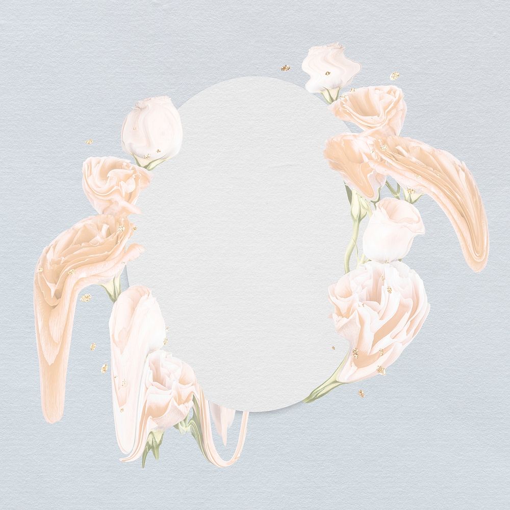 Flower frame, white rose abstract art