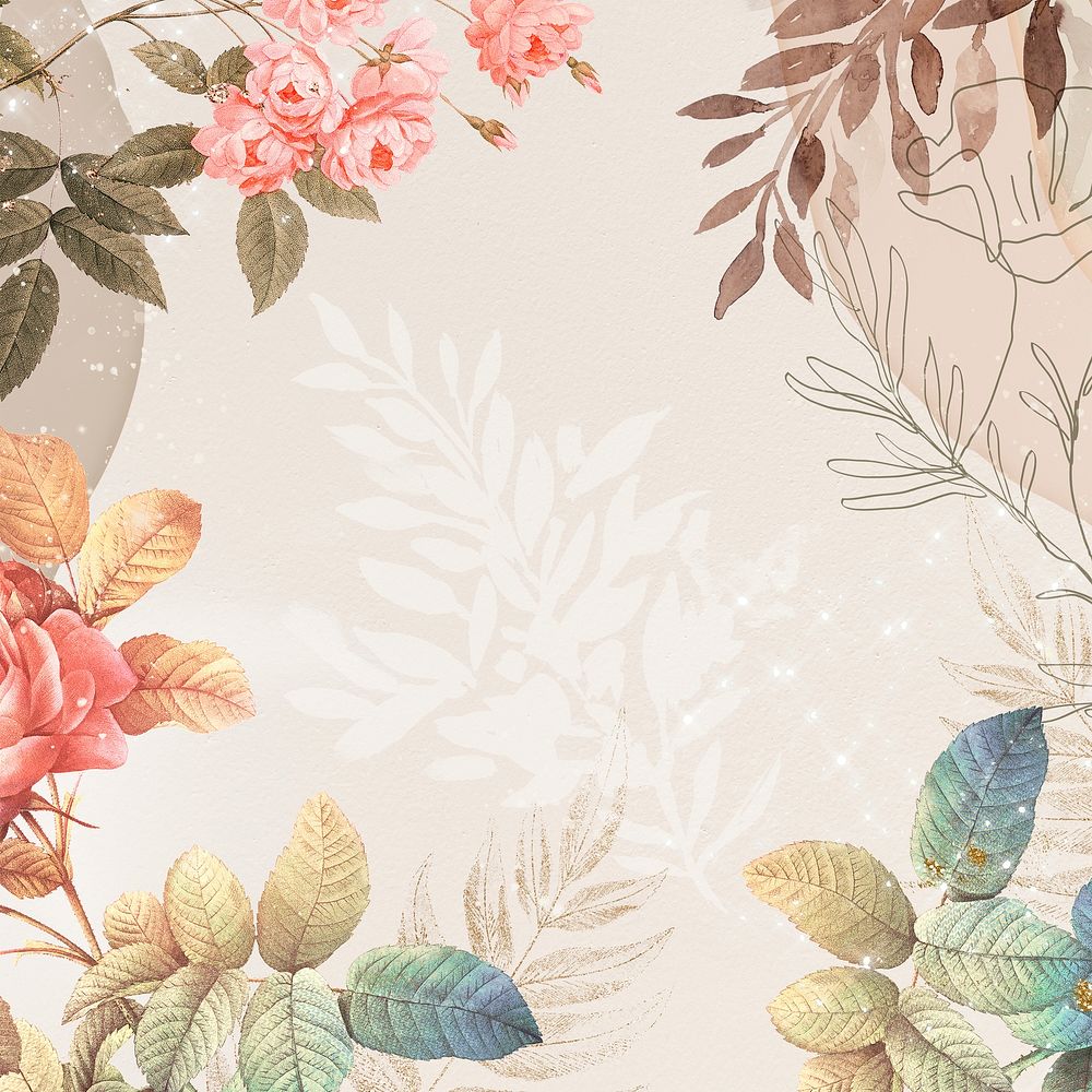 Flower wedding background, aesthetic border design psd, remixed from vintage public domain images