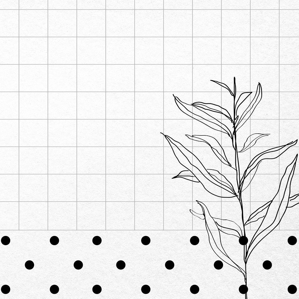 Plant wedding background, doodle border design psd