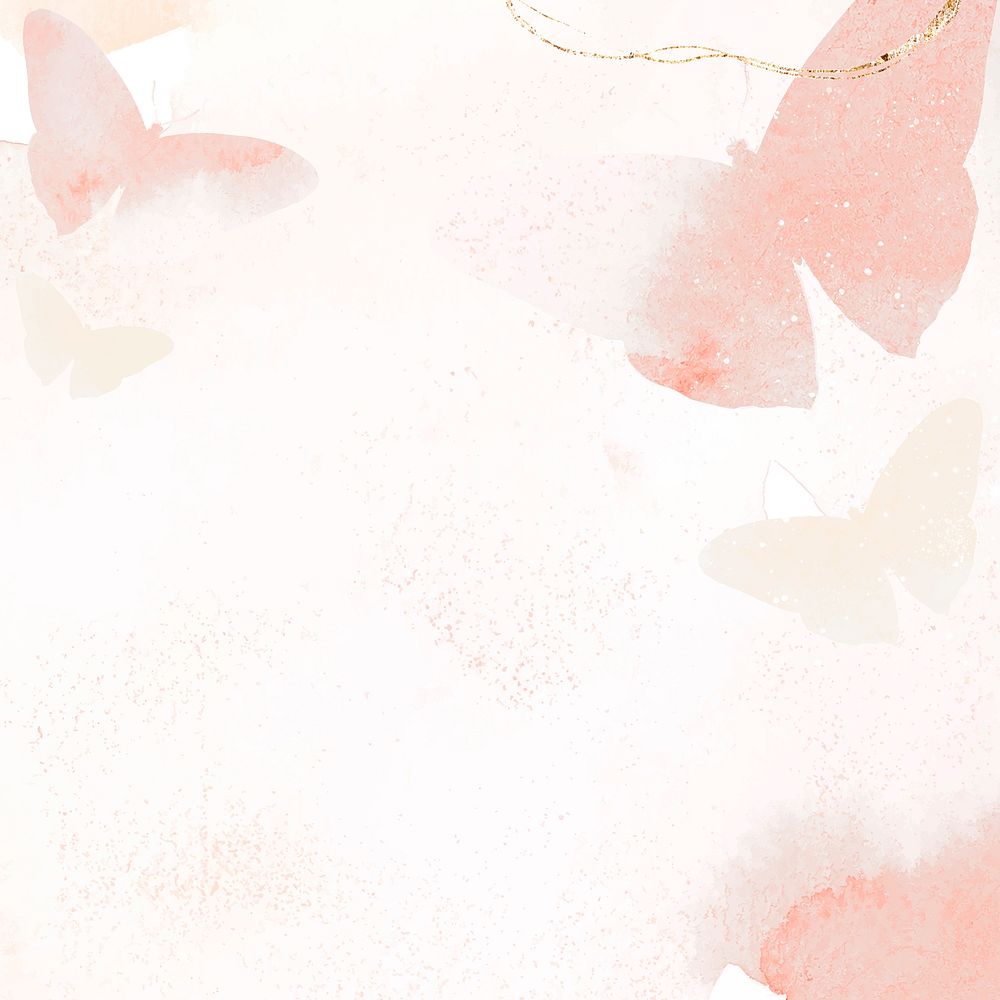 Butterfly wedding background, watercolor border design vector