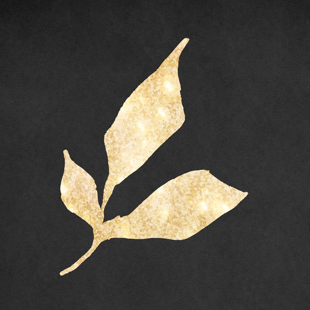 Leaf gold design element psd, remixed from vintage public domain images