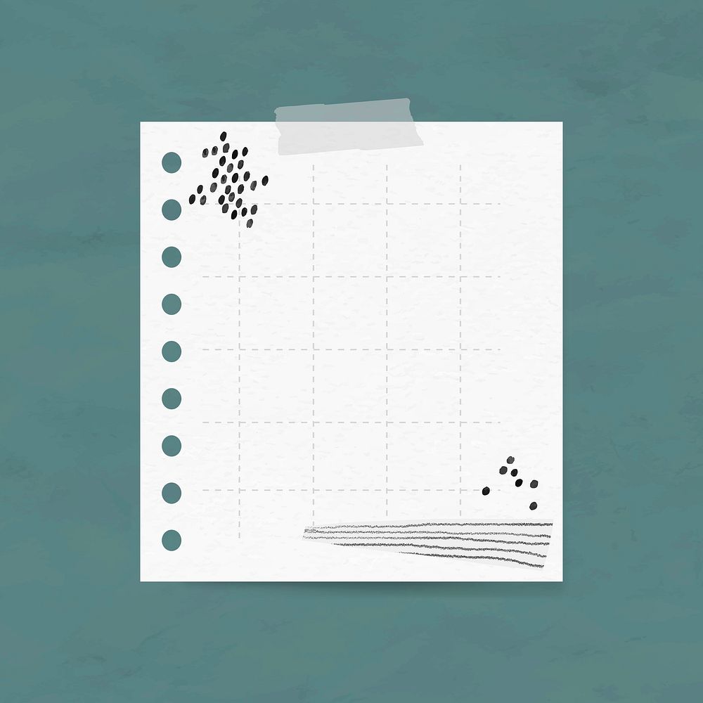 Digital note psd grid paper element in memphis style
