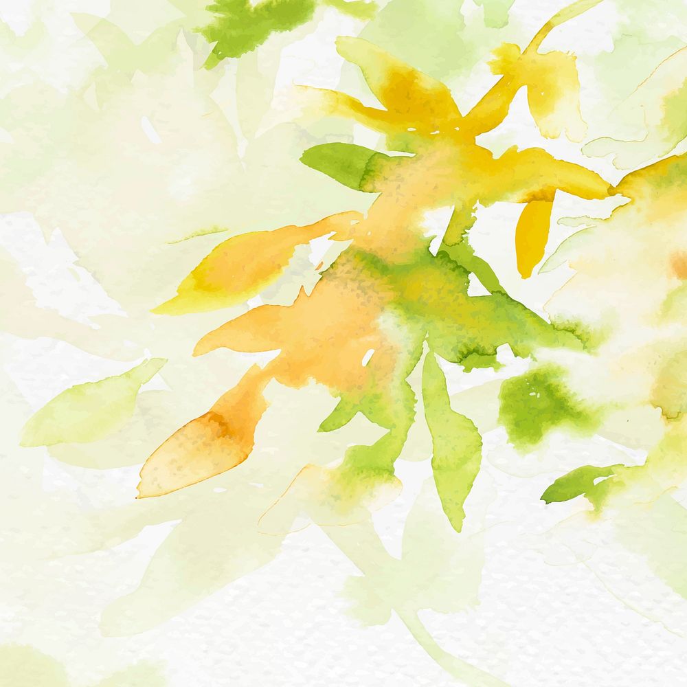 Beautiful leaf watercolor background vector in green spring season