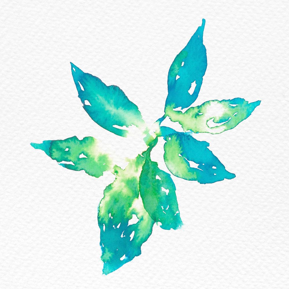 Watercolor leaf green floral psd spring seasonal graphic