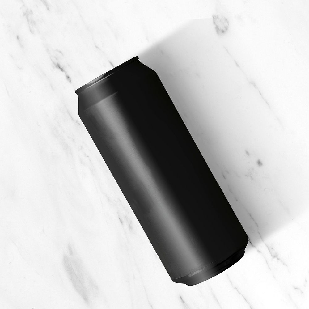 Black soda can beverage product packaging