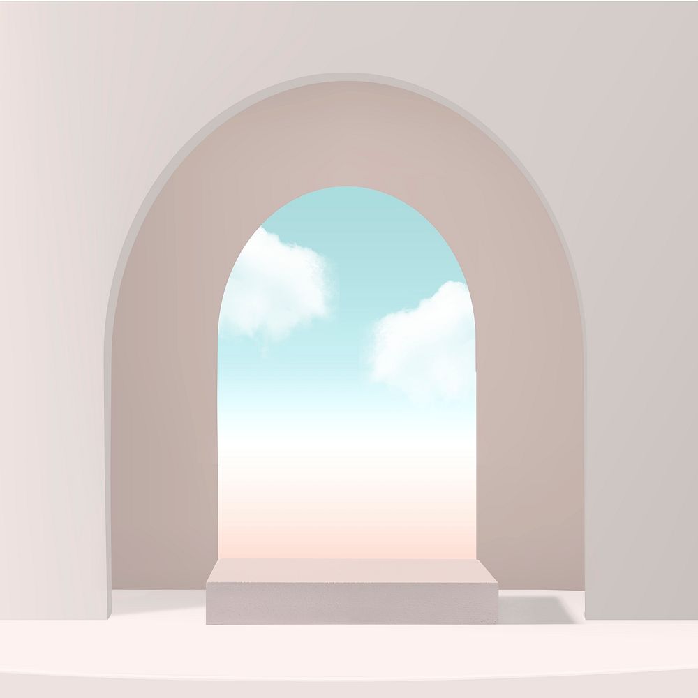 Minimal product backdrop with window and sky