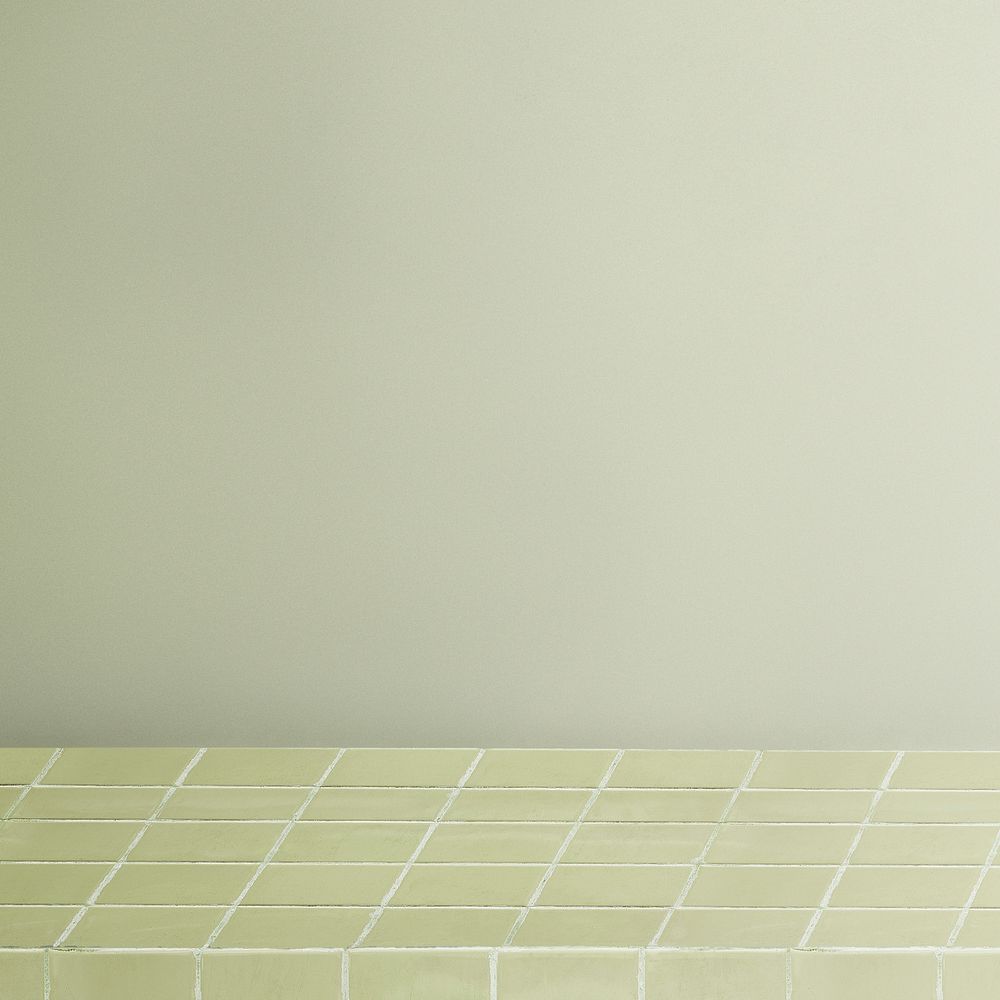 Green product backdrop, grid pattern shelf
