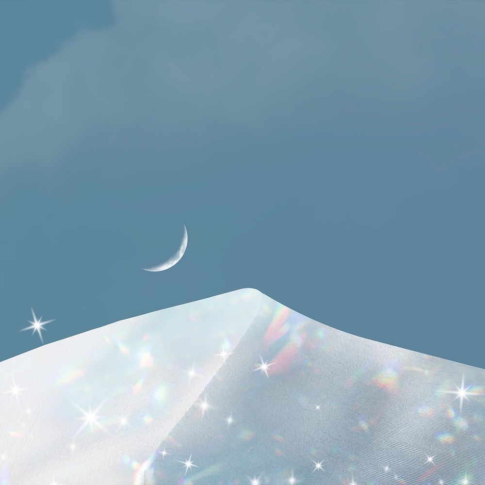 Snowy mountain background, aesthetic holographic design