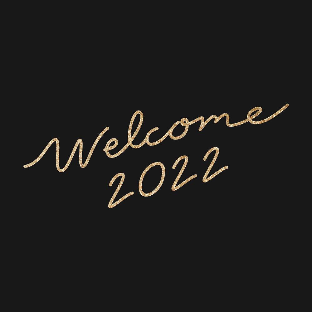 Gold welcome 2022 calligraphy, new year greeting design