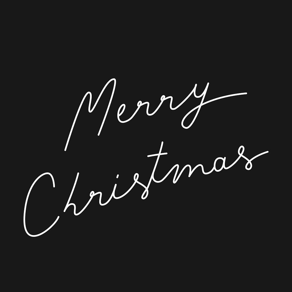 Merry Christmas calligraphy sticker, white text design vector