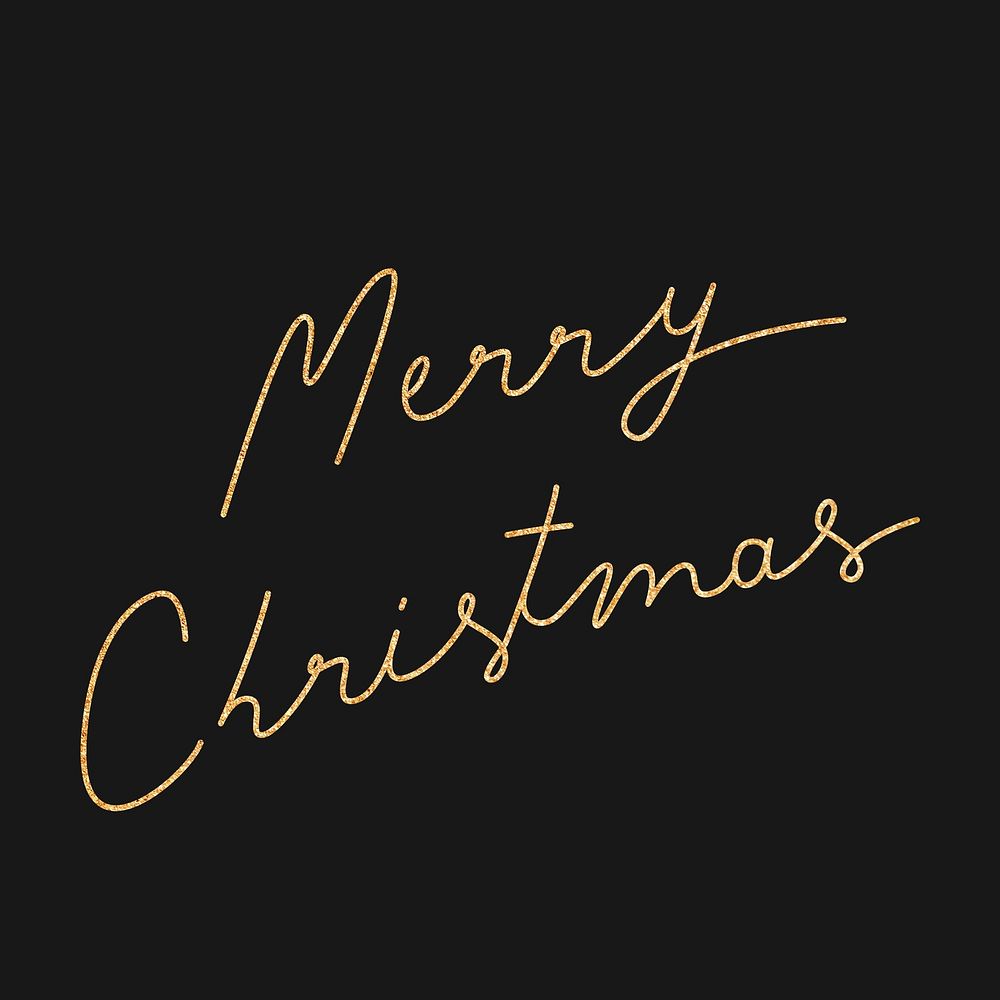Gold Merry Christmas calligraphy, festive greeting