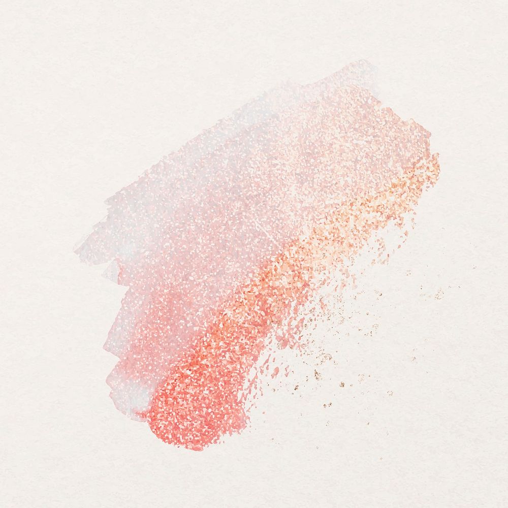 Pink watercolor glitter brush stroke aesthetic graphic vector