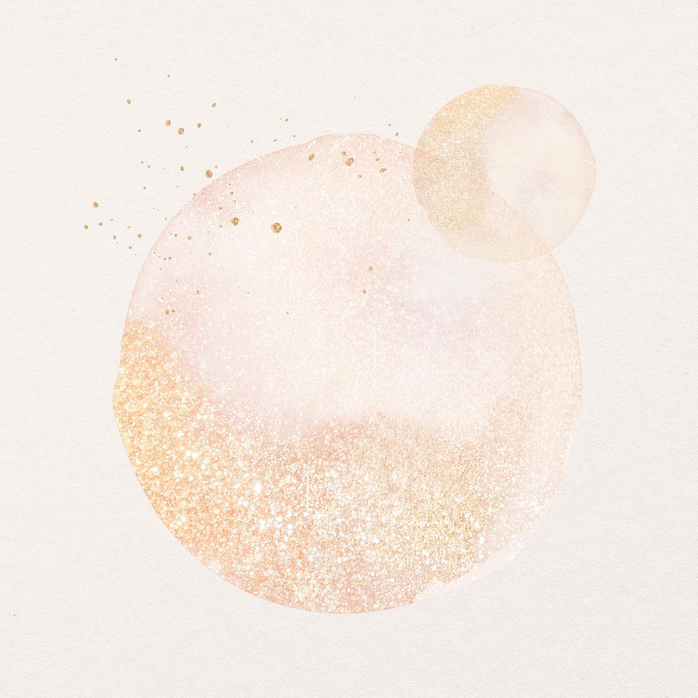 Pink round watercolor glitter aesthetic graphic