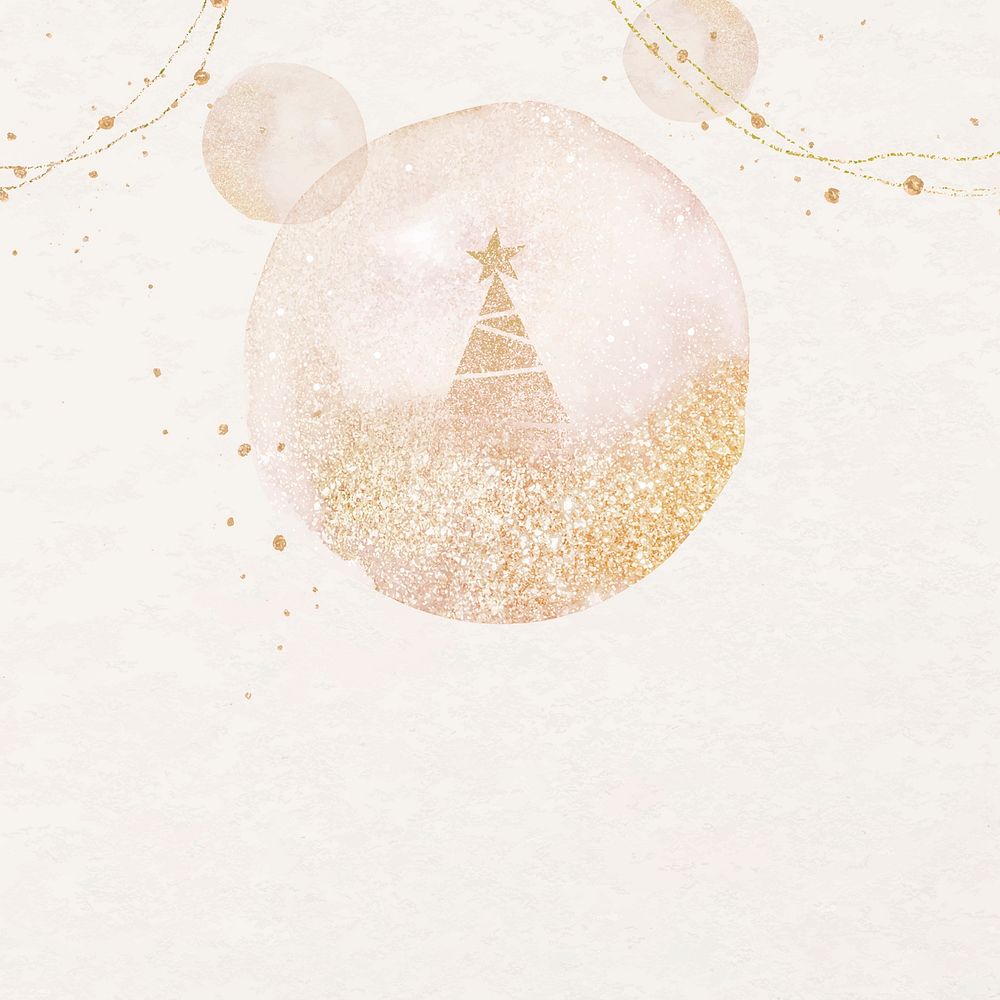Aesthetic Christmas Instagram post background, watercolor glitter vector