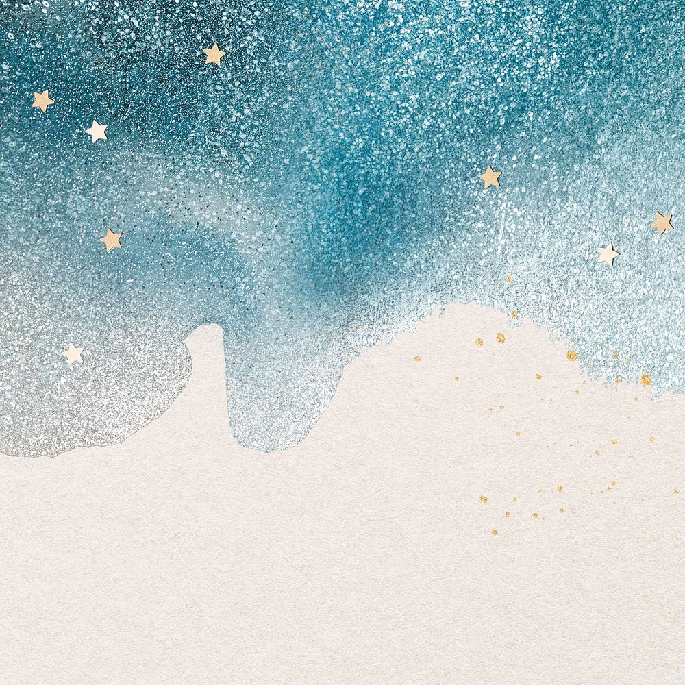 Aesthetic blue Instagram post background, watercolor glitter design