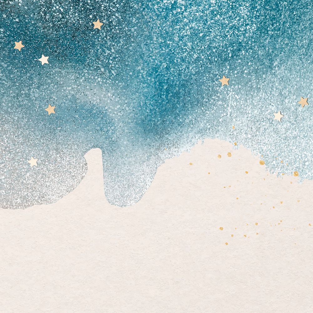 Winter night Instagram post background, watercolor glitter design vector