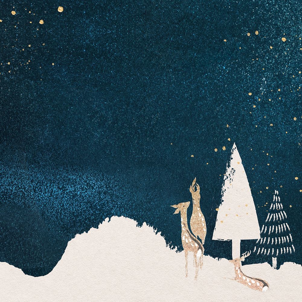 Winter night Instagram post background, dark blue holiday design