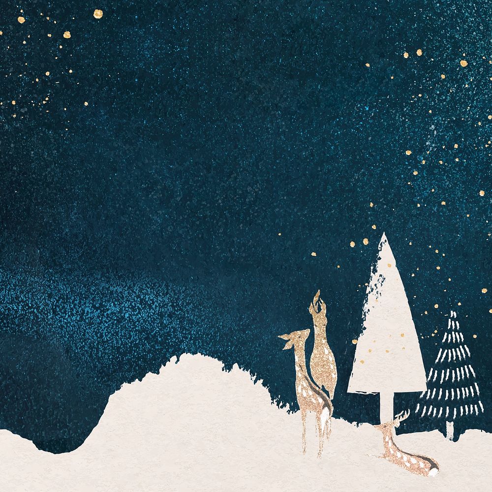 Winter night Instagram post background, dark blue holiday design vector