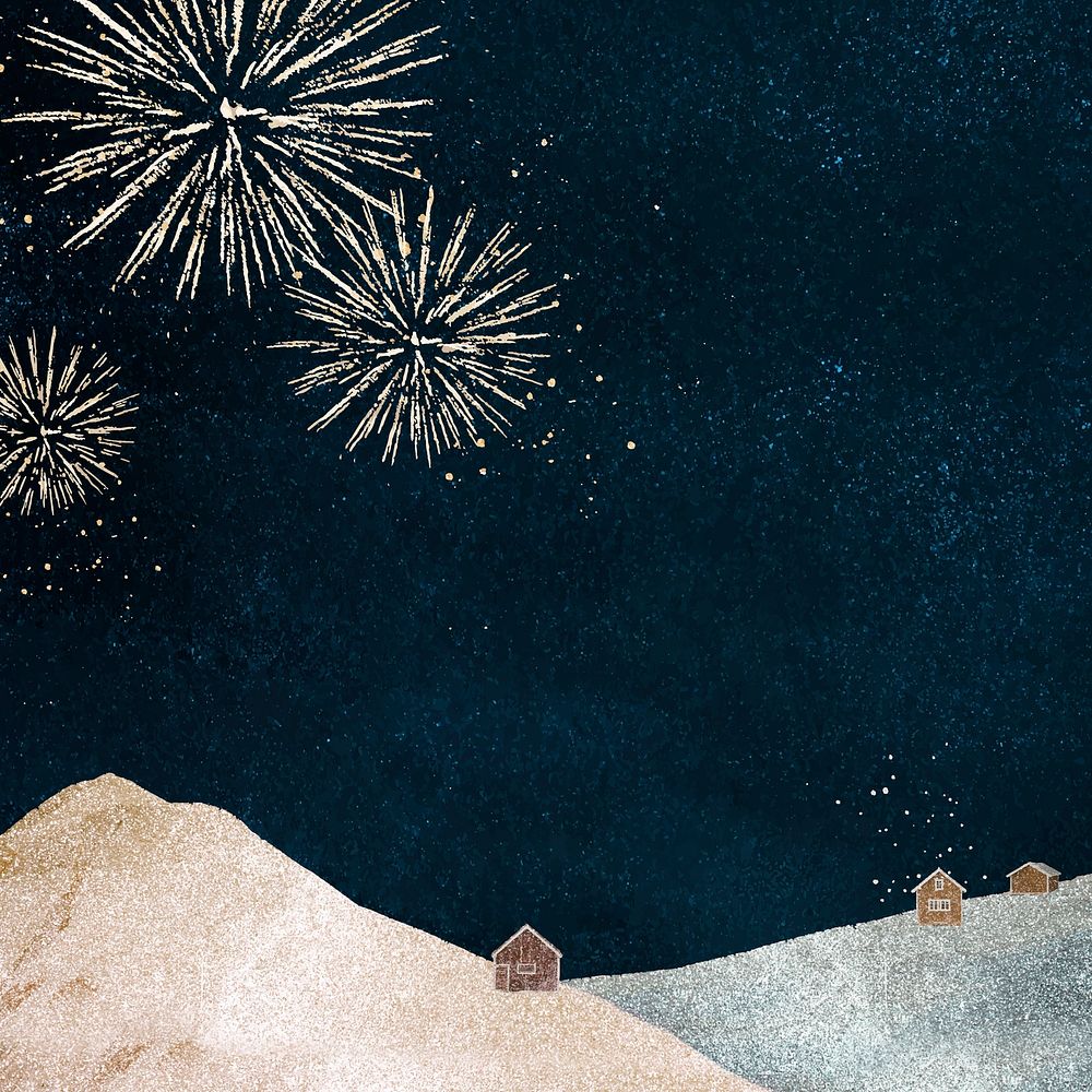 Fireworks Instagram post background, New Year's Eve design vector
