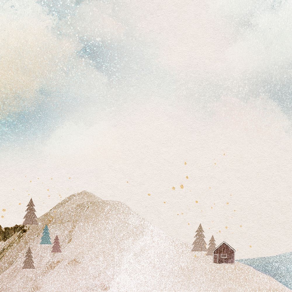 Aesthetic landscape Instagram post background, winter holiday design