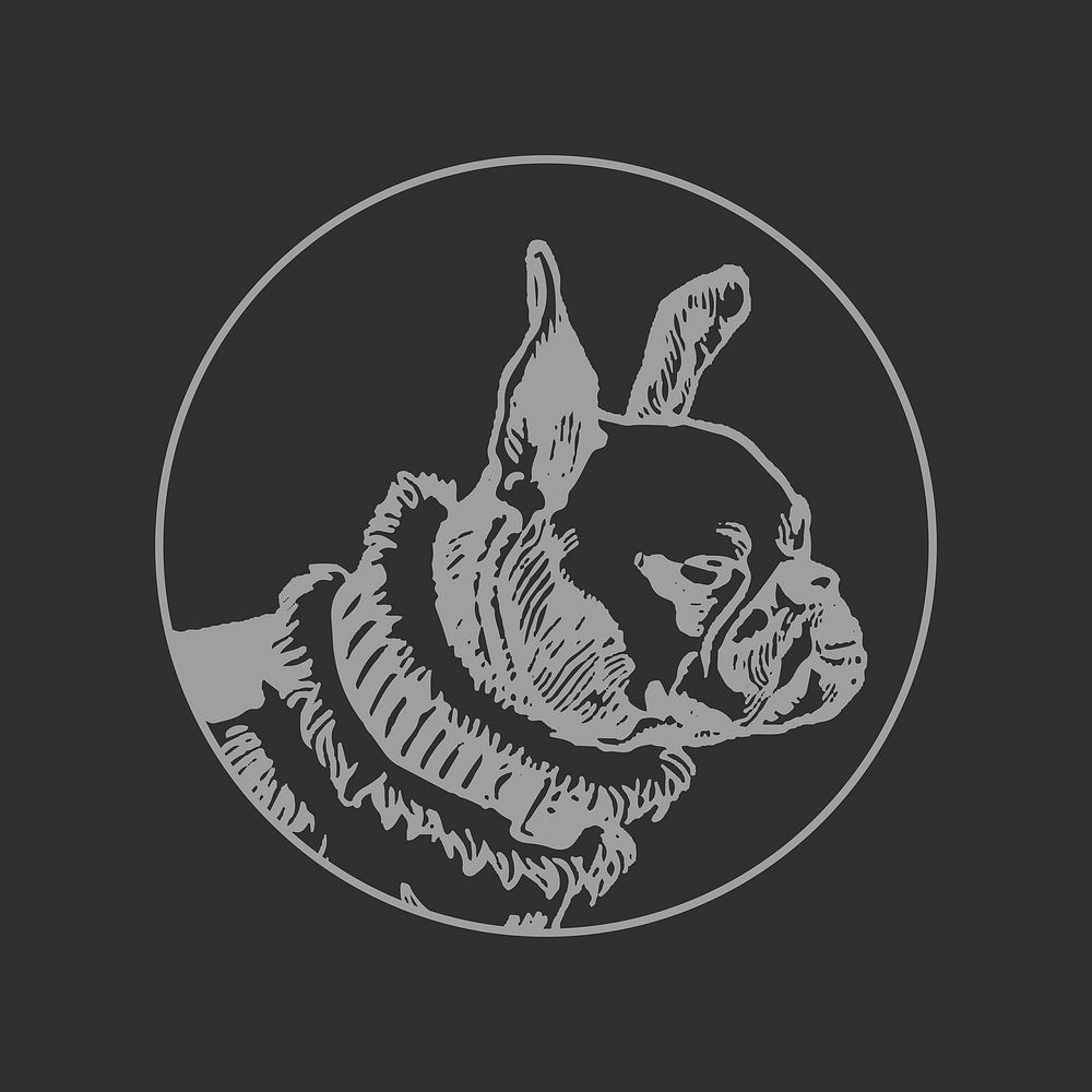 Bulldog logo, round badge design, remixed from artworks by Moriz Jung