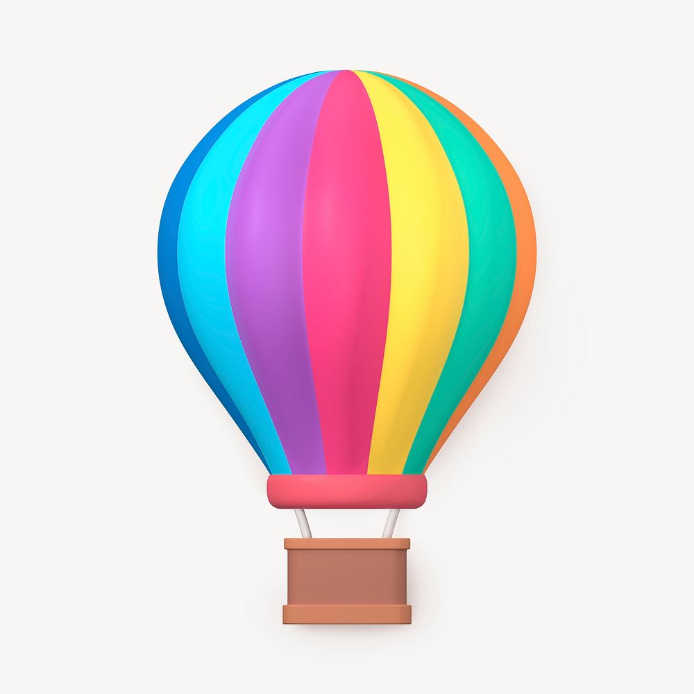 3D air balloon collage element, design psd