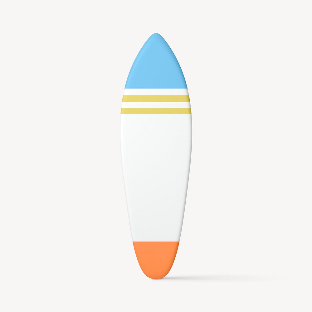 Cartoon surfboard clipart, 3d aesthetic design