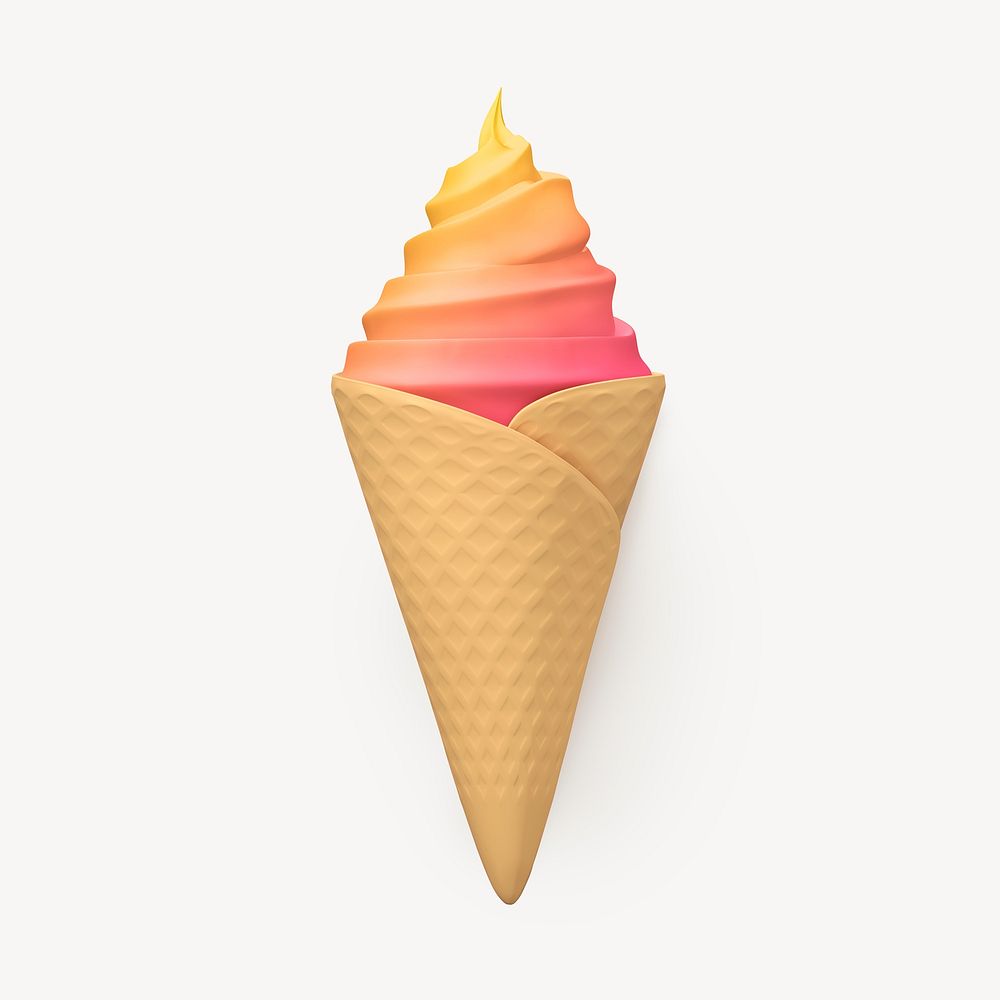 3D ice cream collage element, dessert design psd