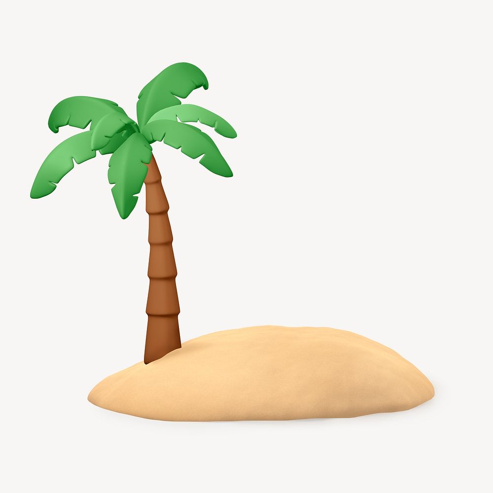 3D coconut tree collage element, tropical design psd