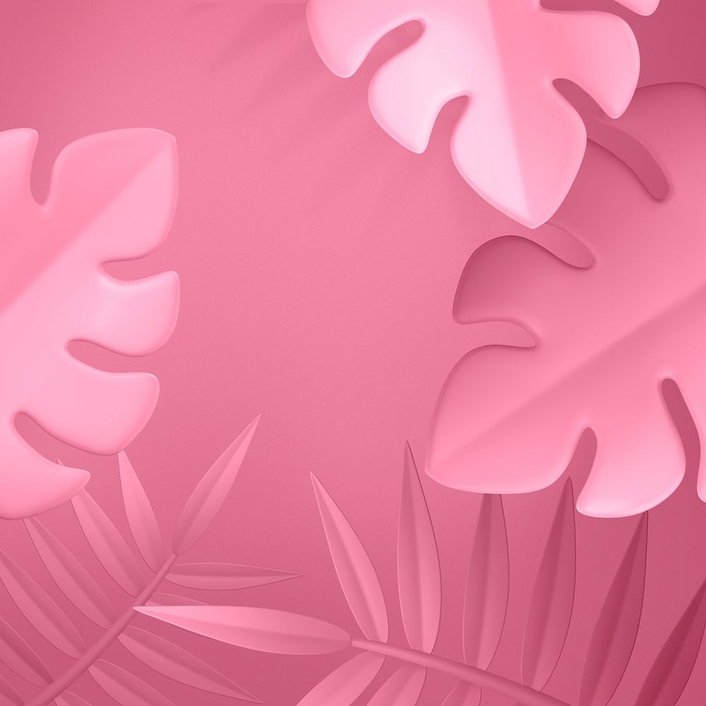 Pink botanical background, 3D aesthetic nature psd