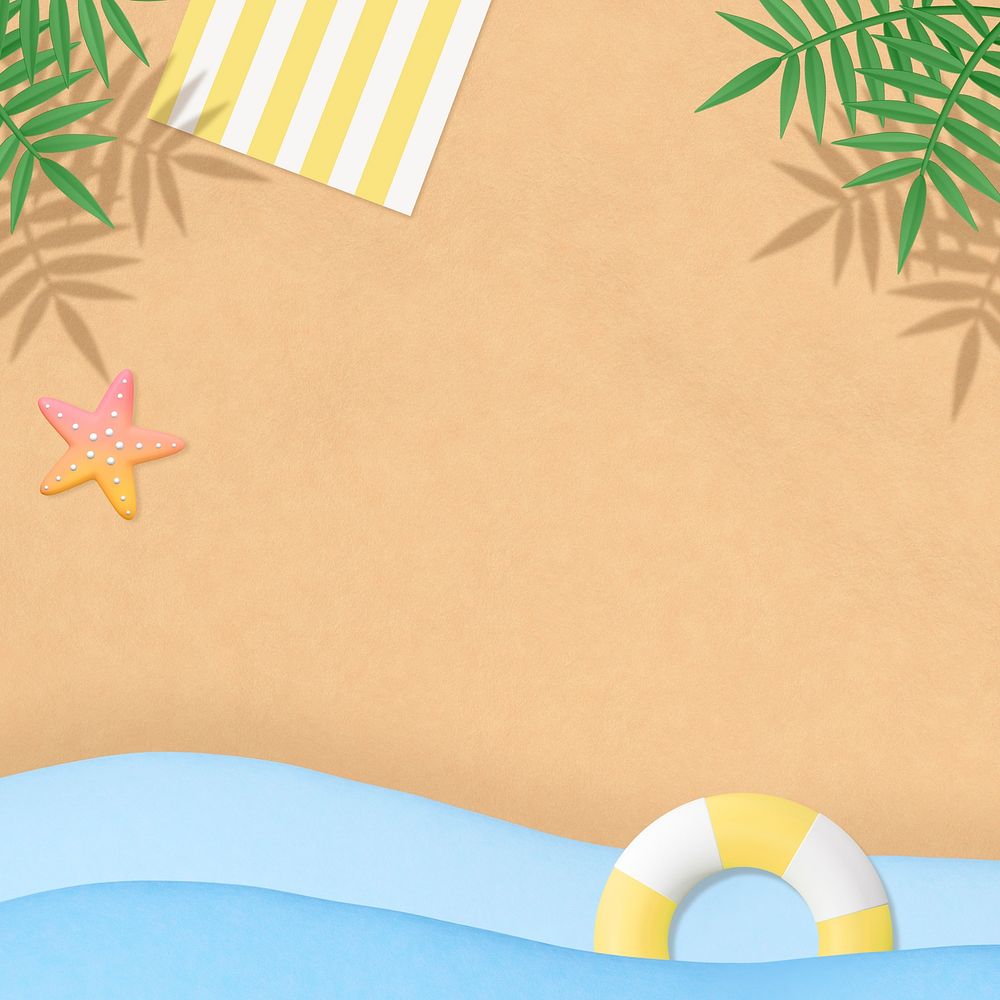 Summer vacation background, 3D aesthetic beach vacation
