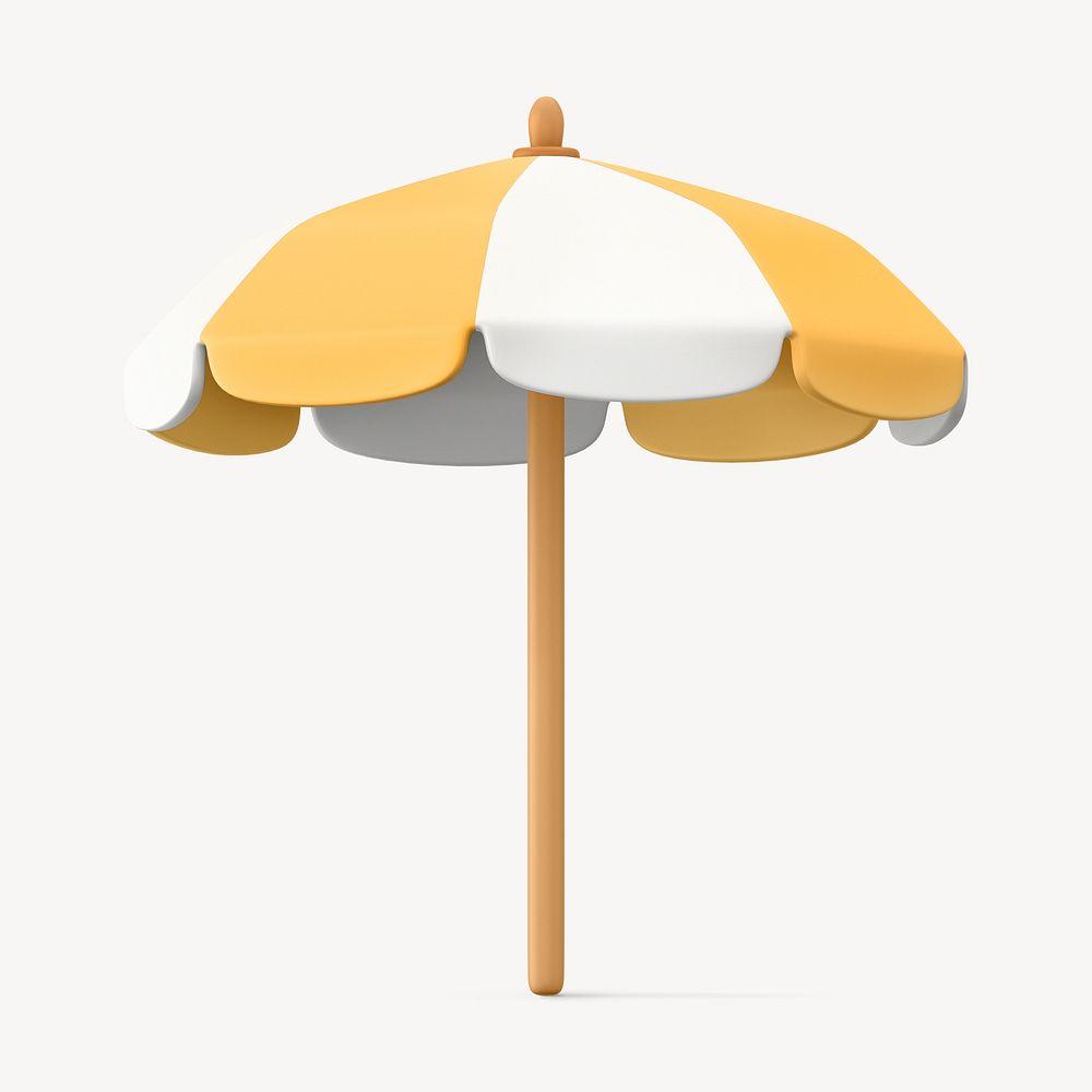 3D beach umbrella collage element, summer design psd